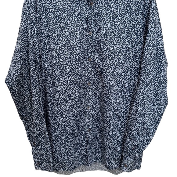 Ted Baker Blue Leopard Print Long Sleeve Chic Careerwear Buttondown Size 4 - Picture 3 of 11
